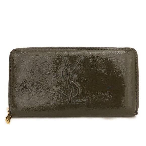 Yves Saint Laurent Patent Leather Zip Around Wallet OrganizerClutch lux65-101225 - Picture 1 of 8